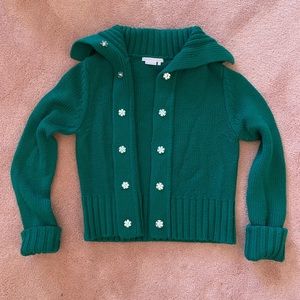 BCBG Green Sweater/Cardigan 100% Wool